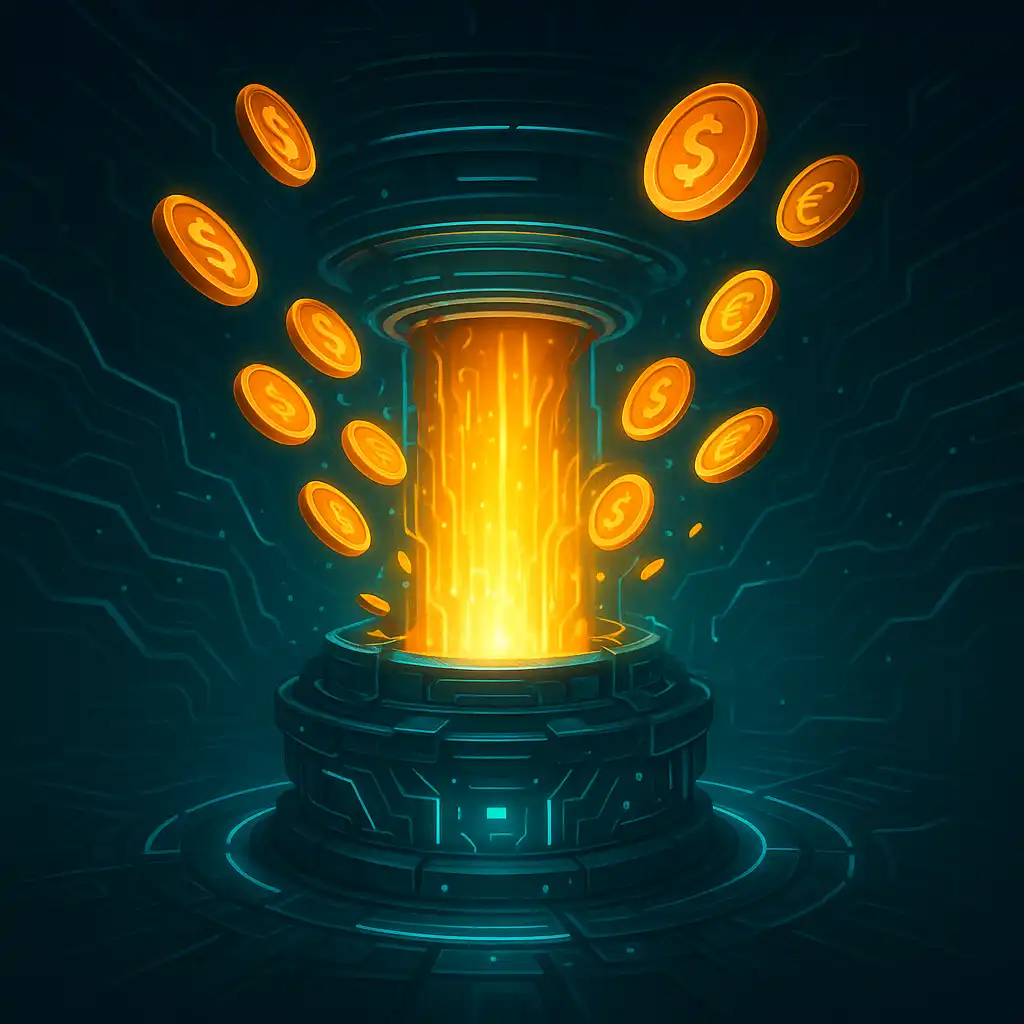 Glowing energy core representing a casino deposit transaction